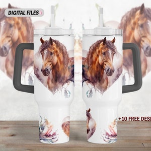 Horse 40 oz tumbler wrap png file for sublimation design 40 Oz tumbler template Animal cup wrap digital downloads