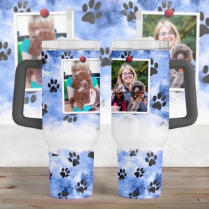 40 Oz tumbler wrap downloads with 2 photo frames png file for sublimation design Paws 40 Oz tumbler template New tumbler wrap digital files