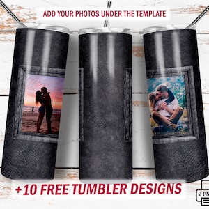 Envoltura de vaso con imagen fotográfica con 2 marcos de madera Archivos Png para diseños de sublimación Diseño de vaso para hombres Envoltura de vaso delgada de 20 Oz