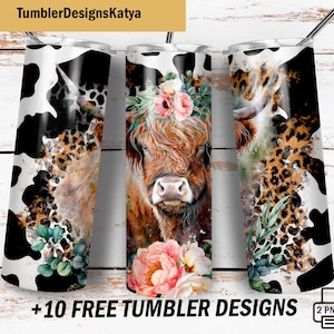 Cowhide tumbler wrap Highland cow tumbler png file for sublimation design Western 20 Oz skinny tumbler png file for sublimation designs