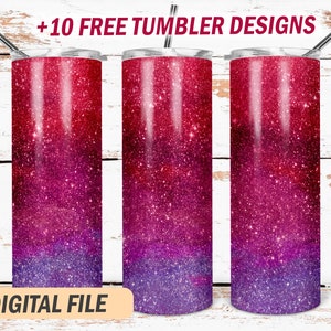 20 Oz skinny tumbler png Purple glitter tumbler wrap png file for sublimation designs Red glitter seamless background for skinny cups