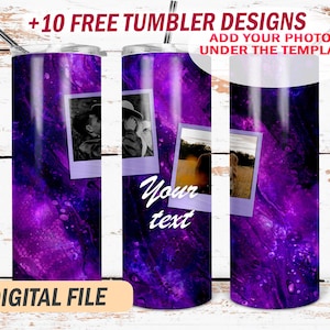 Purple 20 oz skinny tumbler wrap template Photo tumbler design Png file for sublimation Abstract background png