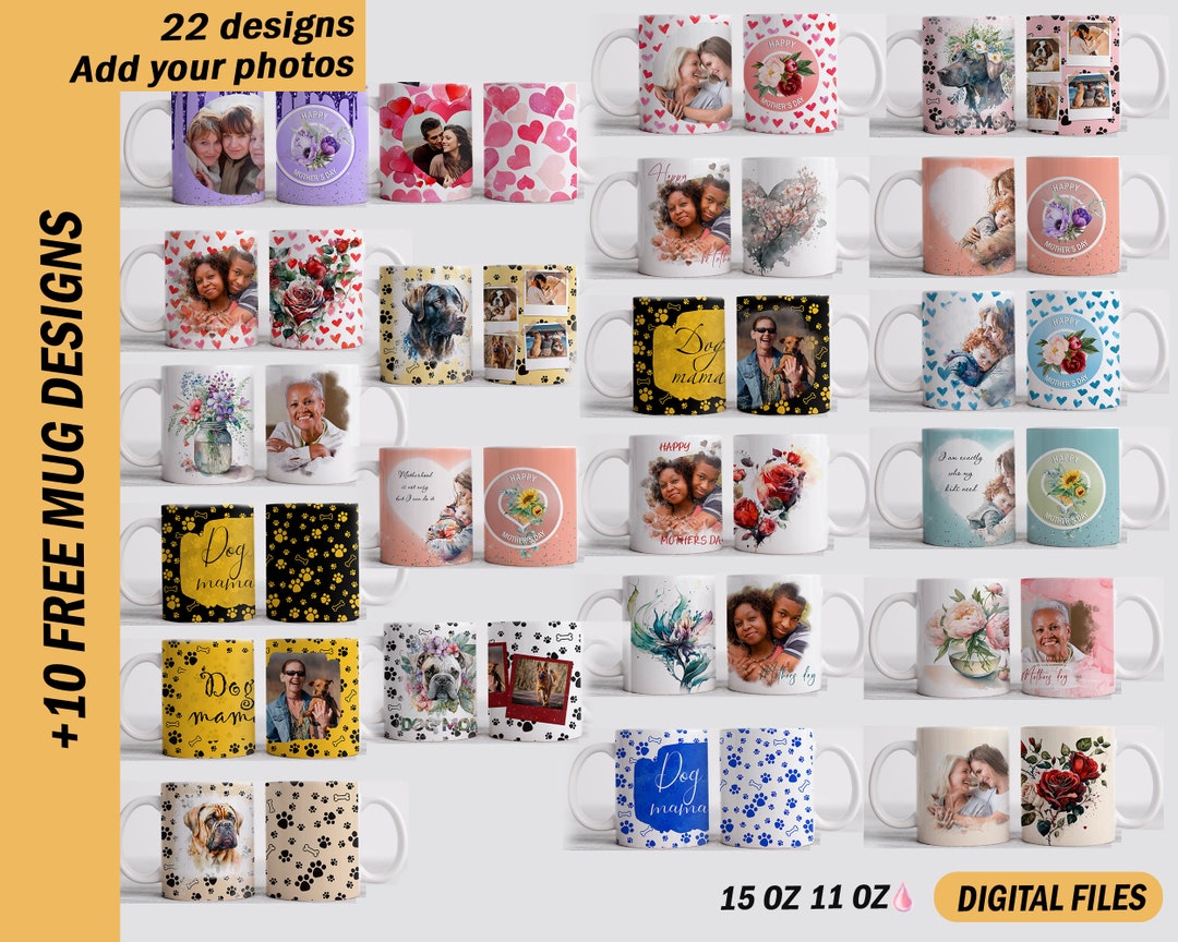 Photo Mug Png for Sublimation Designs Mug Wrap Bundle With Hearts ...