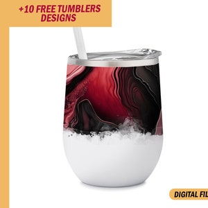 12oz wine tumbler template Red and black wine tumbler wrap designs Png file for sublimation design Background for wine cups instant download