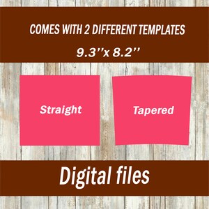 May include: Digital download of two printable templates for a straight and tapered cup cozy. The templates are 9.3 inches by 8.2 inches.