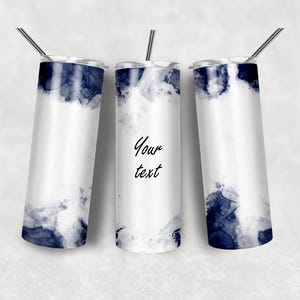 Naam bekerhoes naadloos png-bestand voor sublimatieontwerp Blauw-wit bekerontwerp Bekersjabloon 20 oz smalle beker voor mannen