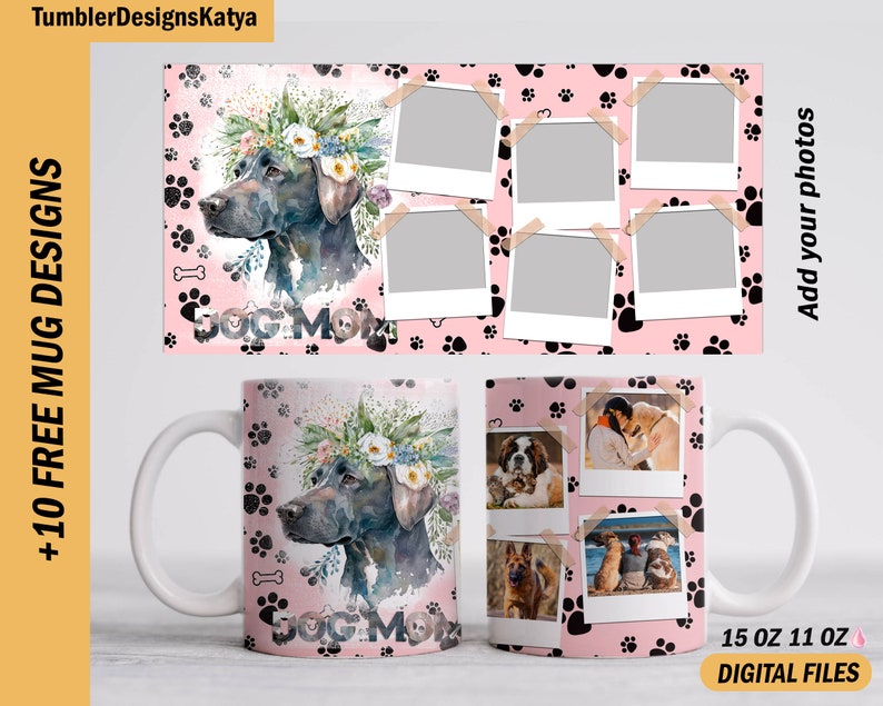 Photo Mug Png for Sublimation Designs Mug Wrap Bundle With Hearts ...