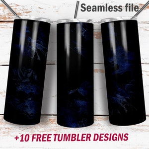 Black, blue seamless tumbler wrap Png file for sublimation designs downloads Men 20 oz skinny tumbler template digital downloads