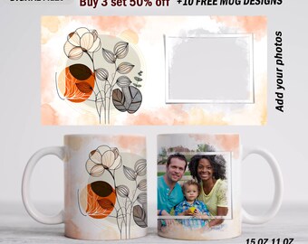 Mother’s Day photo mug wrap with 1 frame, Picture mug png for 15 oz 11 oz mug, Coffee mug template for 1 picture, personalised gifts for her