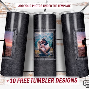 Photo picture tumbler wrap with 2 frames, Png files for sublimation designs, 20 Oz skinny tumbler wrap, Men tumbler design, gift for uncle