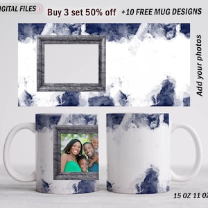 Wrap fotomok met 1 lijst Vaderdag PNG-bestanden voor sublimatieontwerp Fotosjabloon voor mok van 15 oz 11 oz Koffiemoksjabloon voor foto