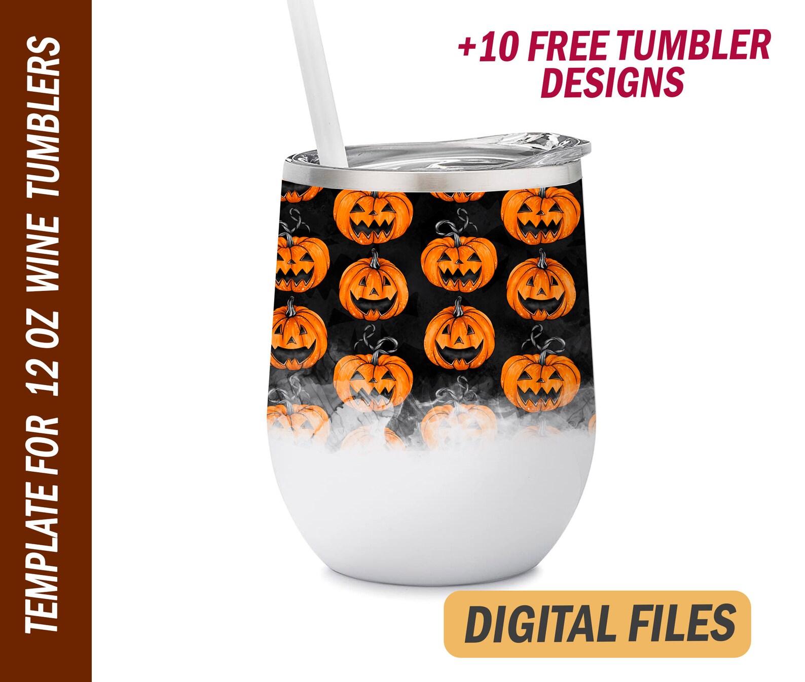 Halloween Wine Tumbler Wrap Pumpkin Tumbler Png File for Etsy
