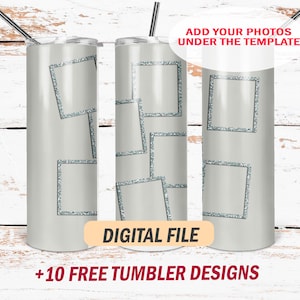 8 Photo frame template Ombre blank for tumblers Png file for photo collage Sublimation designs for 20 oz skinny cups designs