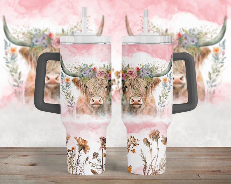 Highland Cow 40 Oz Tumbler Wrap Png for Sublimation Design 40 Oz ...