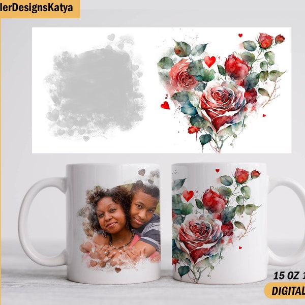 Mothers day mug wrap with 1 photo frame Image mug png files for sublimation designs Photo template for 15 oz 11 oz mug Sublimation designs