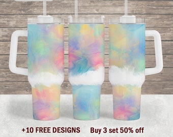 Rainbow 40 Oz tumbler wrap png 40 Oz Quencher tumbler template digital files 40 Oz tumbler design seamless instant downloads