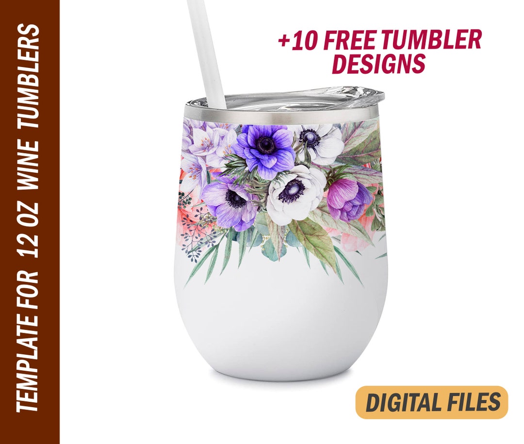 Floral Wine Tumbler Wrap Png File for Sublimation Designs 12 Etsy