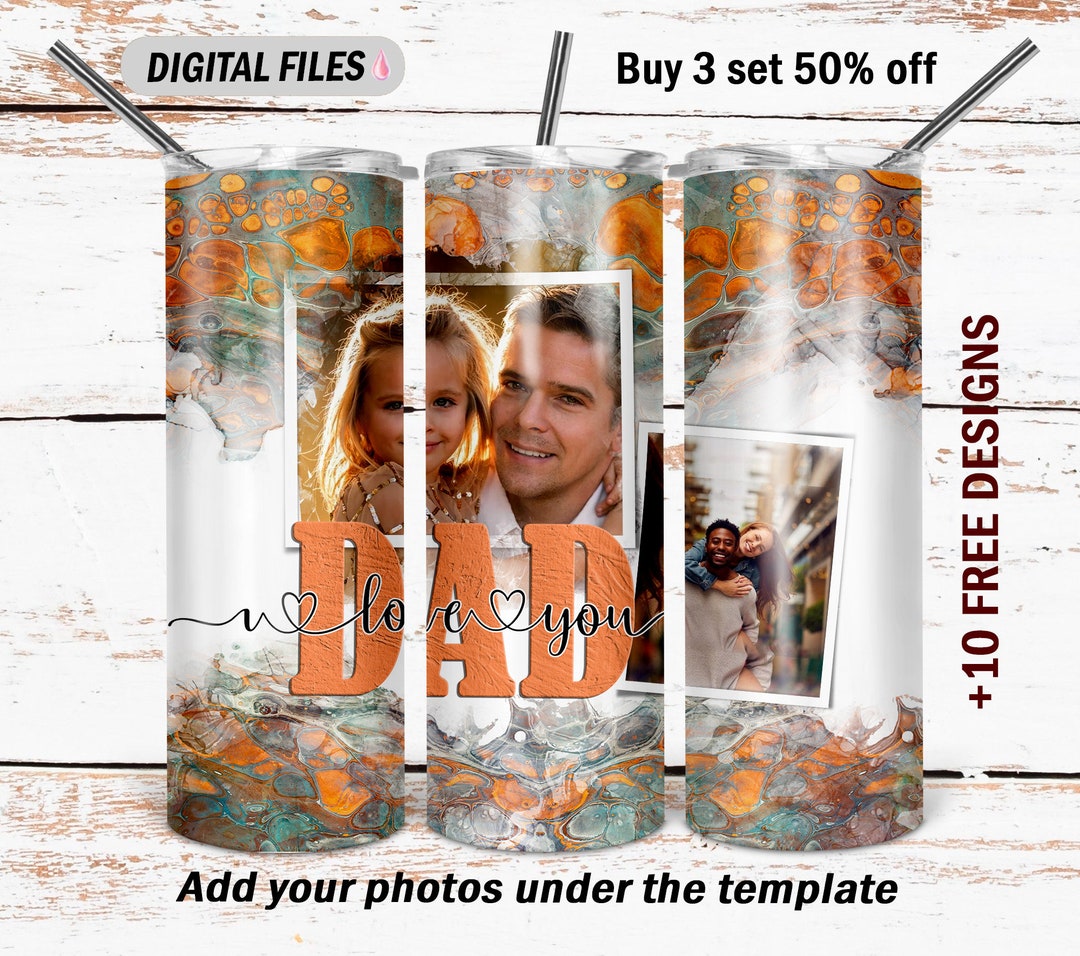 Fathers Day Tumbler Wrap With 2 Photo Frames Best Dad Ever Tumbler Wrap ...