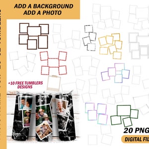 Photo frame template bundle Blank for skinny tumblers Png file for photo collage Sublimation designs for 20 oz skinny cups designs
