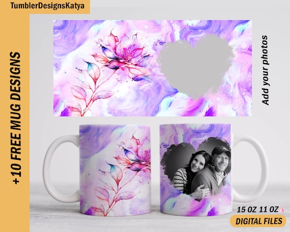 Love photo mug, Photo mug wrap png, Picture mug template for sublimation 11  and 15 oz, Wood mug design template for 1 photo