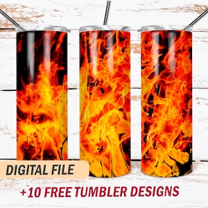 20 Oz skinny tumbler designs Flames sublimation design for men Firefighter tumbler png Tumbler wrap template downloads