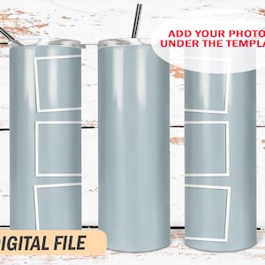 Photo frame png file for 20 oz skinny tumblers, Picture frame template, White photo frame, blank for cups, Sublimation designs