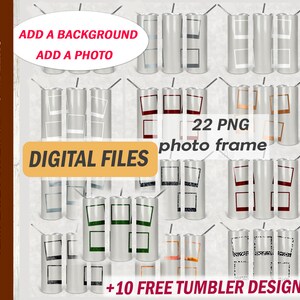 Photo frame template bundle, Blank for tumblers, Png file for sublimation designs for 20 oz skinny tumblers designs, picture frames bundle