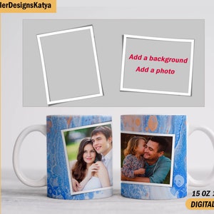 2 Photo frame clipart Template for mugs Png file for 15 oz and 11 oz mugs designs 2 photo frame blank for coffee cups Picture template