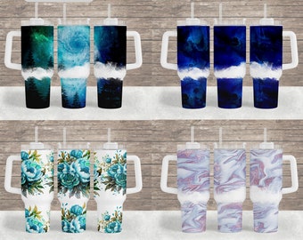 40 oz tumbler wrap bundle for sublimation designs 40 Oz tumbler template with blue flowers, Men tumbler wrap set, Tumbler designs