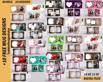Tasse Wrap Bundle Fototasse PNG für Sublimation Vorlage für 15 oz 11 Unzen Tassen Designs Valentinstag Kaffeetasse Vorlage für Tassen digitale Downloads