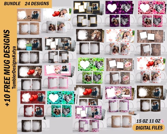 Mug  wrap bundle Photo mug png for sublimation Template for 15 oz 11oz mugs designs Valentine coffee cup Template for mugs digital downloads