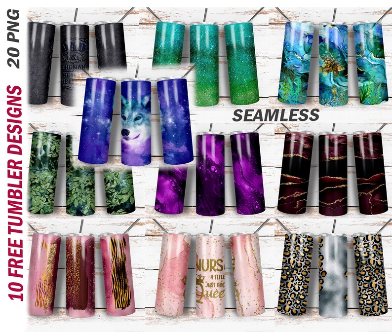 Blue 20 Oz Skinny Tumbler Wrap Template Seamless Pattern Men Tumbler ...