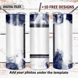 Wrap foto beker met 1 houten frame Png-bestand voor sublimatieontwerpen Foto 20 Oz magere beker wrap mannen beker ontwerp Instant Downloads
