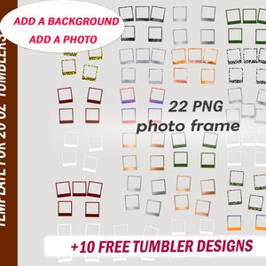 Photo frame png bundle, Blank for tumbler sublimation designs, 20 oz skinny tumblers png, picture frame png for personalized tumbler designs
