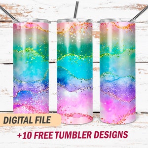 Tumbler wrap Colorful background Rainbow seamless png file for sublimation designs Tumbler design with glitter