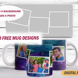 Photo frame clipart 3 Photo template for 15 oz and 11 oz mugs 3 photo frames Png files for sublimation designs Picture coffee cup wrap