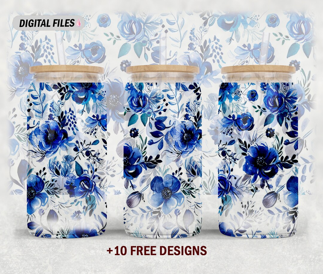 16 Oz Libbey Glass Wrap Sublimation Design 16 Oz Glass Can Png With ...