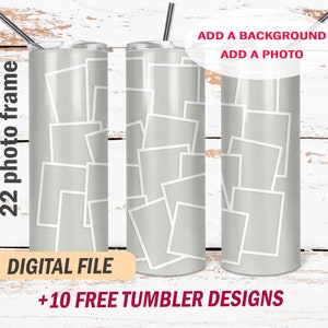 22 Photo frame template blank photo collage Png file for Sublimation designs for 20 oz, 30 oz skinny cups designs Instant downloads