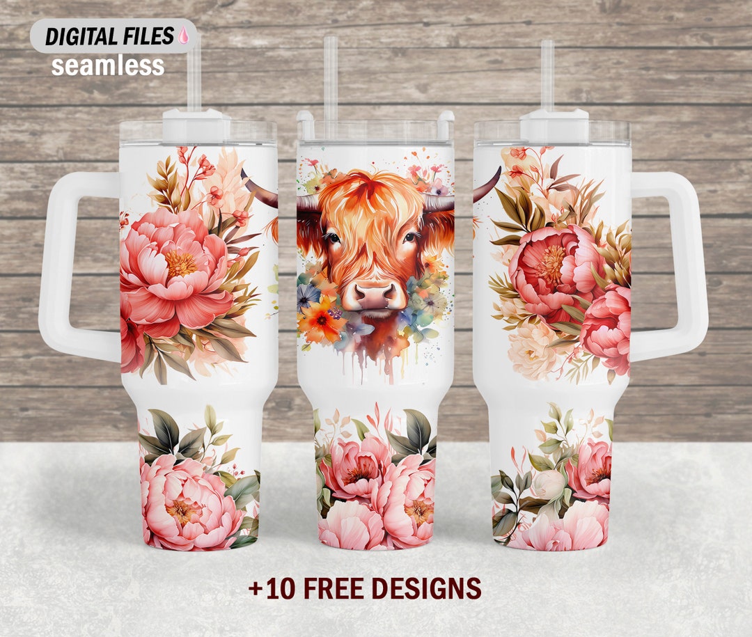 Highland Cow 40 Oz Tumbler Wrap Png File for Sublimation Design 40 Oz ...
