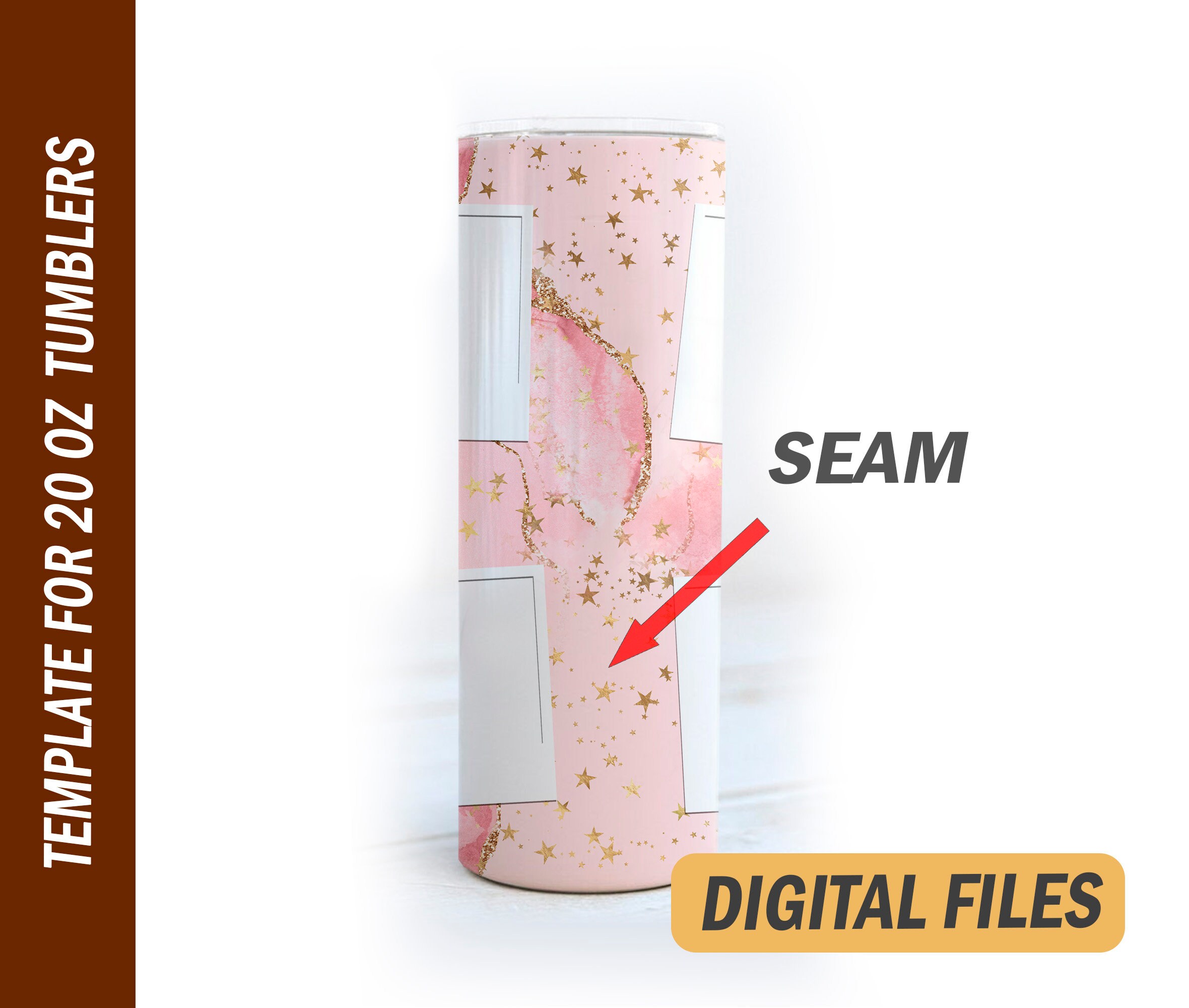 Pink 20 Oz Skinny Tumbler With 4 Photo Frames Png Files for Sublimation ...