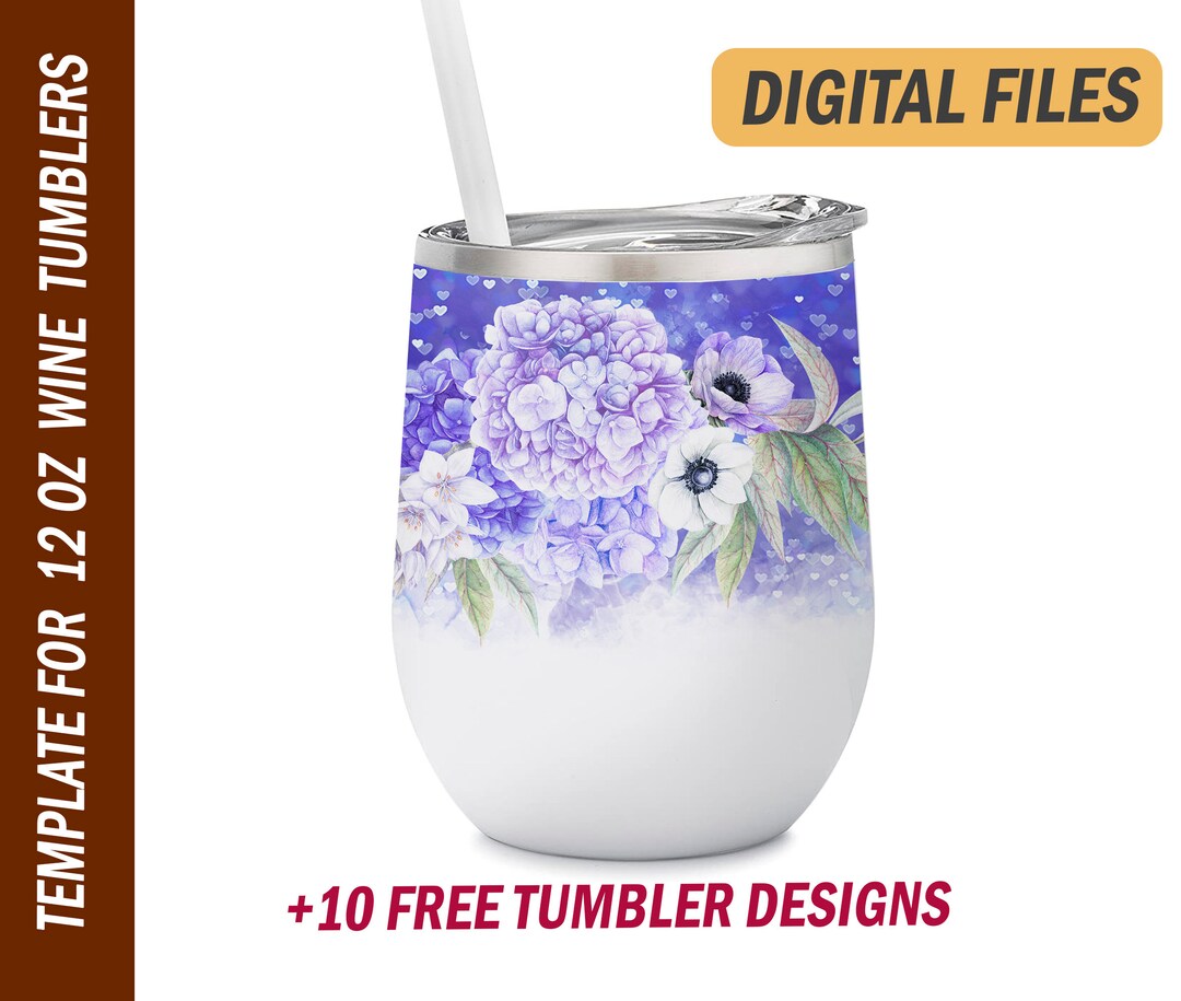 Floral Wine Tumbler Png Files for Sublimation Design 12 Oz Etsy