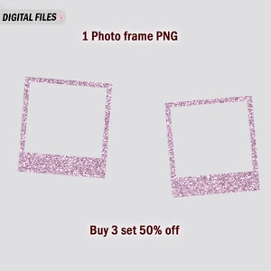 May include: Two pink glitter photo frames against a white background. The text "1 Photo frame PNG" and "Buy 3 set 50% off" is visible.