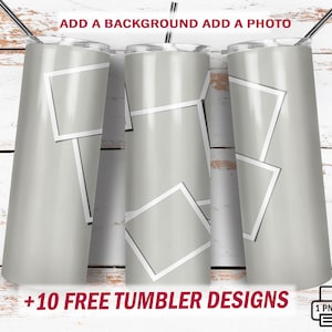 Photo collage template Photo frame clipart Png file for 20 oz skinny tumblers design 5 Photo frame template for skinny cups instant download