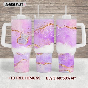 Pink 40 Oz tumbler wrap png file for sublimation design 40 Oz Quencher tumbler template 40 Oz tumbler design with glitter instant downloads