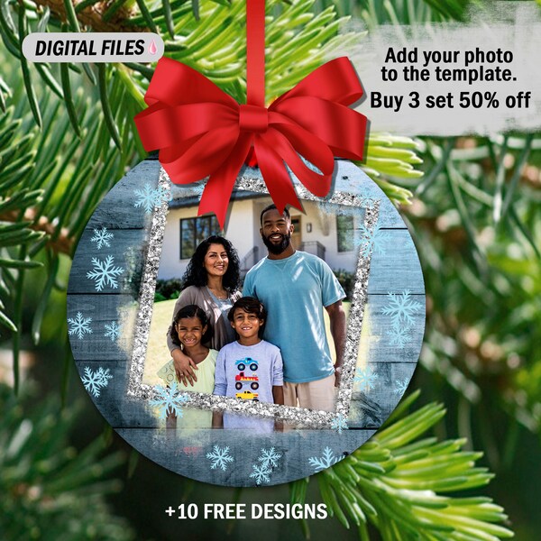 Ornament with picture Breakthrough ornament photo frame file First Christmas ornament png file digital downloads Winter ornament png