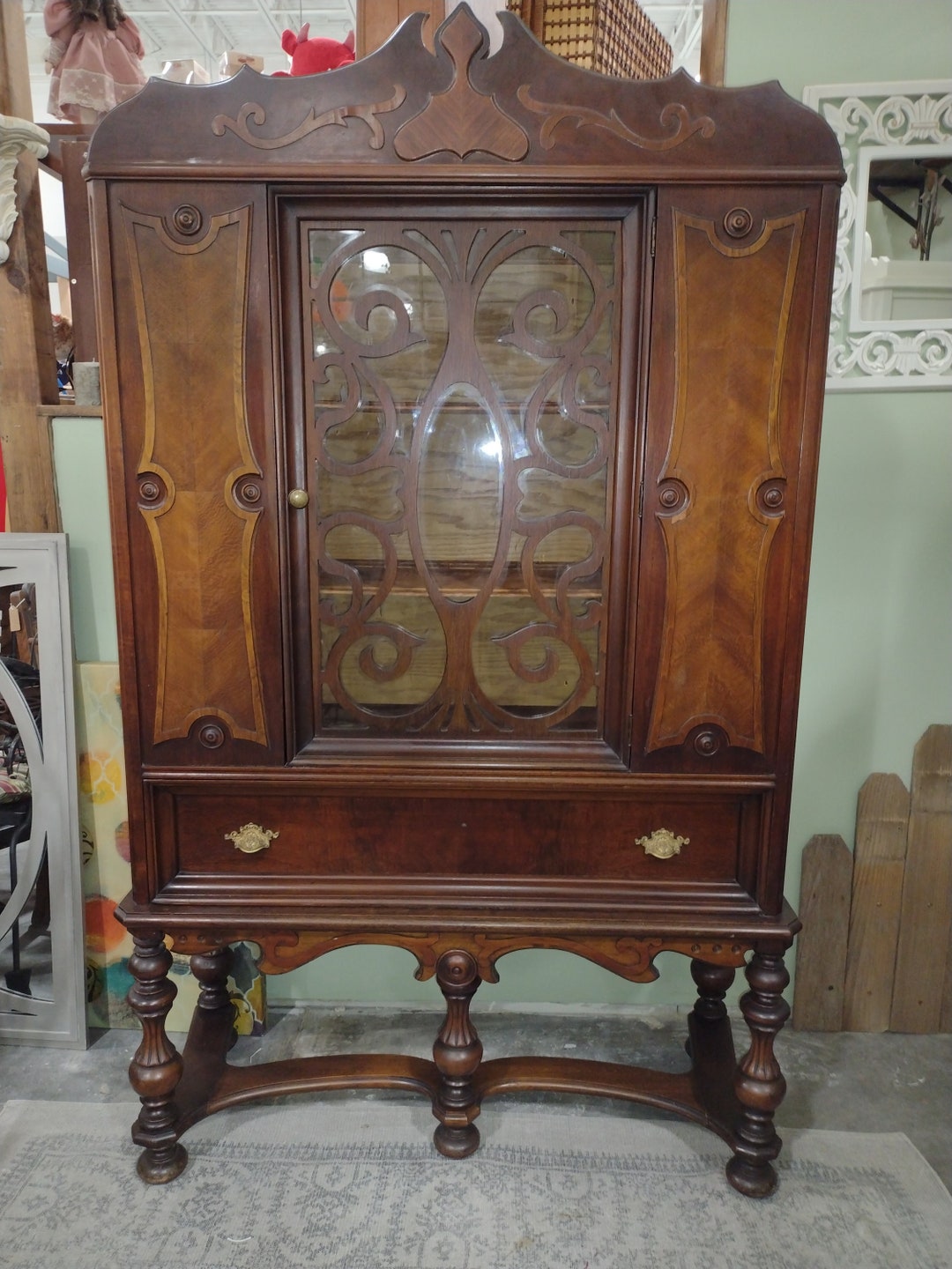 1920's Jacobean Hutch Oak Hutch Etsy Australia