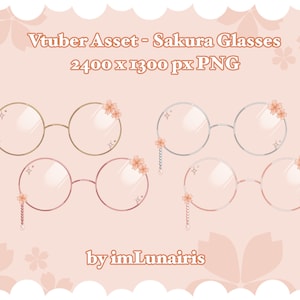 Vtuber Asset ⋄ Orange Sakura Glasses ⋄ PNG ⋄ Kawaii/Cute/Pretty