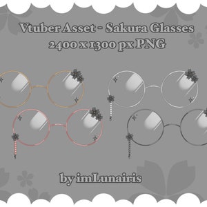 Vtuber Asset ⋄ Black Sakura Glasses ⋄ PNG ⋄ Kawaii/Cute/Pretty