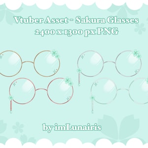 Vtuber Asset ⋄ Mint Sakura Glasses ⋄ PNG ⋄ Kawaii/Cute/Pretty