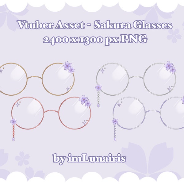 Vtuber Asset ⋄ Purple Sakura Glasses ⋄ PNG ⋄ Kawaii/Cute/Pretty